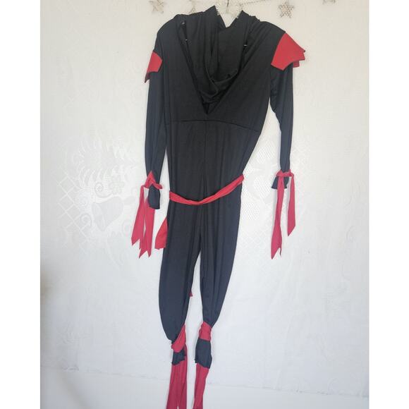 Ninja Skull 8-10 Kids Jumpsuit Hooded Halloween Costume Dress Up Pirate Stealthy - Picture 2 of 9